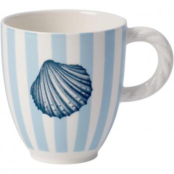 Villeroy & Boch Montauk Beachside Taza de café, 350 ml, Altura: 10 cm, Porcelana Premium, Azul/Beige/Blanco