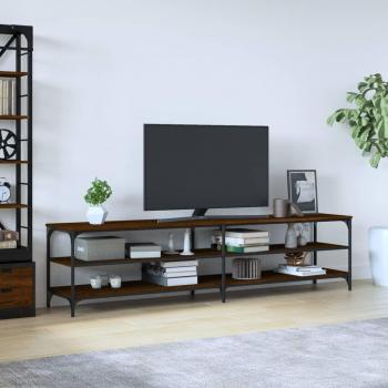 Mueble de TV metal y madera contrachapada roble marrón 200x30x50 cm vidaXL