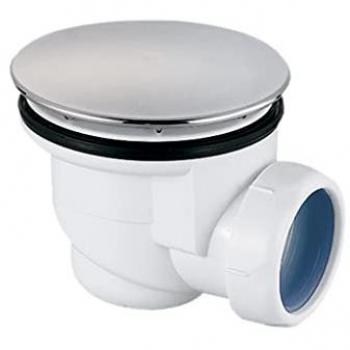 Válvula Sifónica para Plato de Ducha Ø60/Ø90 con Salida Ø40 mm y Junta Cónica Reductora Ø32 mm, Embellecedor Cromado