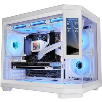 Caja Gaming Mini Torre Mars Gaming MC-3TCORELCDM, Micro-ATX, Pantalla IPS 7.2, Triple Cristal Templado, Soporte Refrigeración Líquida hasta 360mm, Blanco
