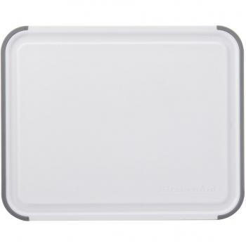 Tabla de Cortar Antideslizante Clásica de Polipropileno, 35 x 28 cm - Blanca con Zanja Perimetral