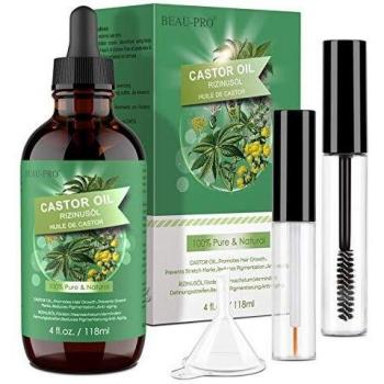 118 ML Aceite de Ricino 100% Orgánico y Prensado en Fríro No OGM para el Crecimiento de Cabello Pelo Pestañas, Cejas, Barba, Rostro,Uñas,Cuerpo y Cara