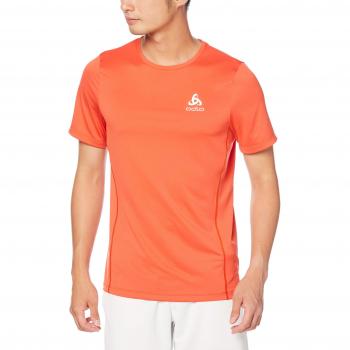 Odlo - Camiseta de Manga Corta con Cuello Redondo para Hombre, Hombre, Color Paprika - Placed Print SS19, tamaño Extra-Large