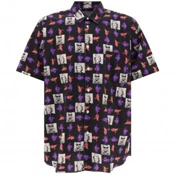Comme Des Garçons Men's Short Sleeve Woven Andy Warhol Shirt in Black, Size XL