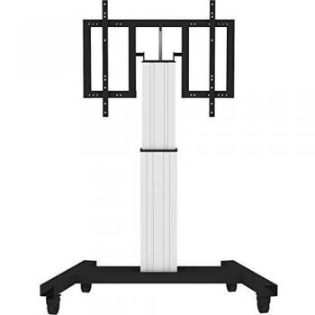Newstar PLASMA-M2500TSILVER - Carrito móvil motorizado para Pantalla de 42 a 100 Pulgadas, con función de inclinación de Mesa, Altura Ajustable, Color Plateado