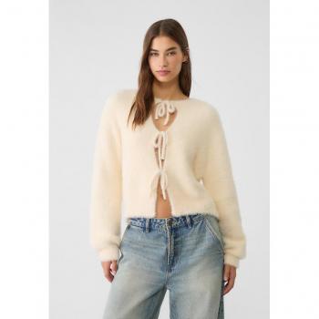 Soft-Touch Knit Cardigan with Ties - Vanilla XS