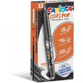 Bolígrafo Borrable Carioca Oops! Pop Negro Pack de 12 Unidades