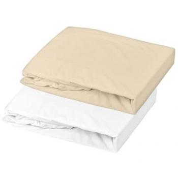 Sábana Bajera Domiva 70 x 140 cm - Set de 2 Unidades - Jersey - Oeko-Tex - Blanco/Gris Pebble