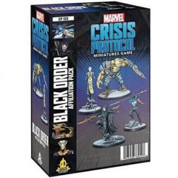 Asmodee Marvel Crisis Protocol: Black Order Affiliation Pack Juego de Mesa en Inglés - Incluye miniaturas de alta calidad, cartas de personaje, tarjetas de habilidades y reglas para jugar con la facción Black Order en el juego Marvel Crisis Protocol
