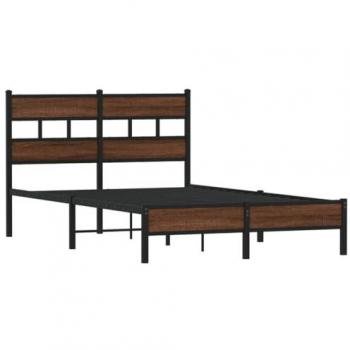 vidaXL Small Double Bed Frame without Mattress - Brown Oak - 120x190 cm - Engineered Wood
