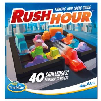 Think Fun Rush Hour Refresh - Juego de Mesa de Lógica, incluye 40 desafíos con diferentes niveles de dificultad, piezas de vehículos en 3D, tablero de juego compacto y portátil, instrucciones claras y fáciles de entender