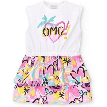 Tuc Tuc - Vestido de niña de punto sin mangas con volantes Flamingo Mood