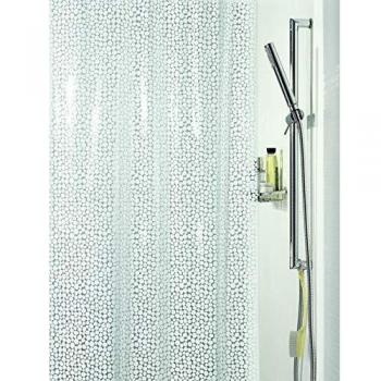 Spirella 180 x 200, Blanco colección Galet, Cortina de ducha textil, 100% Polyester, PVC