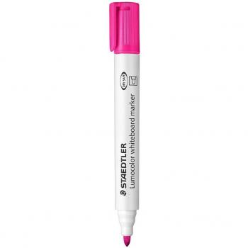 Staedtler Lumocolor 351 Marcador para Pizarra Blanca, Punta Cónica, Trazo de 2mm, con Capuchón y Clip, Color Rosa - Pack de 10 Unidades