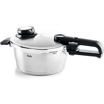 Fissler Vitavit Premium Olla a presión de 2,5 L y 18 cm de diámetro, acero inoxidable, 4 niveles de cocción, incluye accesorio de cocción al vapor, inducción