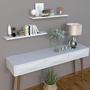 Estante de Pared Blanco 100x20x2.5 cm Madera FSC® con Herraje Oculto, Carga hasta 25 Kg