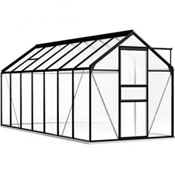 Invernadero de Aluminio Antracita con Marco y Base de 8,17 m²