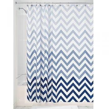 InterDesign Ombre Chevron Cortina de baño textil | Cortina para baño de fácil cuidado de 183 cm x 183 cm | Cortina de ducha o bañera con diseño en zigzag| Poliéster azul