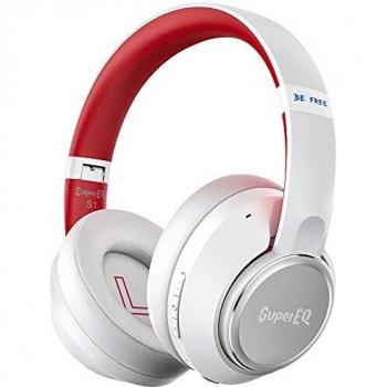 Auriculares Híbridos con Cancelación Activa de Ruido, SuperEQ S1 Cascos Inalambricos Bluetooth Auriculares las orejas con modo ambiente, Batería de 45 Horas, graves profundos de alta fidelidad, Blanco