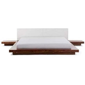 Cama japonesa de madera oscura con LED 180 x 200 cm estilo Zen