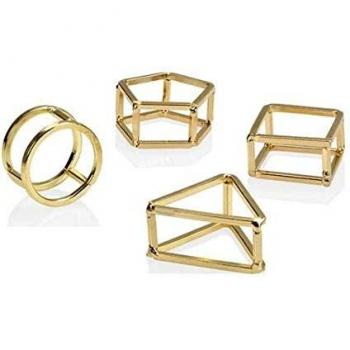 Servilleteros individuales Andrea House. Set de 4 de color dorado