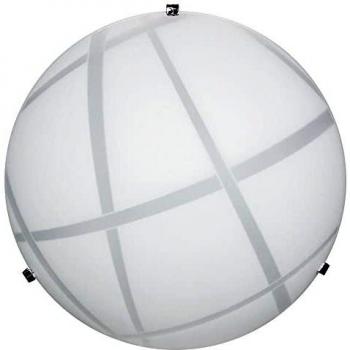 Plafoniera 2xE27 con Ganchos Cromados y Vidrio Blanco, Diámetro 40 cm, Altura 11 cm