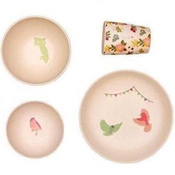 Love MAE-4piezas Bamboo Dinner set-Plato/taza/2x cuencos-Woodland Santa Cena