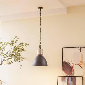 Lámpara colgante Kaeloria, industrial, negro/plata, aluminio, diámetro 35 cm, 1 llama, casquillo E27, adecuada para salón y comedor