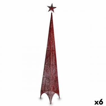 ?rbol de Navidad Torre Estrella Rojo Metal Plástico 34 X 154 X 34 Cm (6 Unidades)