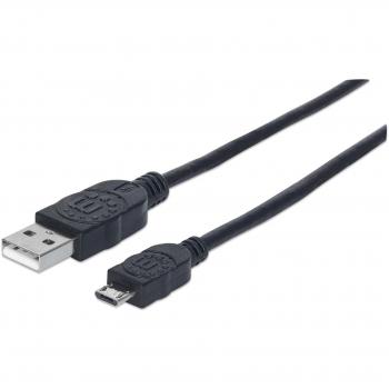 Cable USB V2 A-Micro B 0.5m Negro con Bolsa PVC - Manhattan 325677