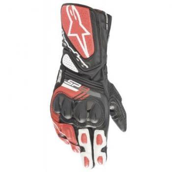 Guantes de Moto Alpinestars SP-8 V3 Piel de Cabra Resistente Negro-Blanco-Rojo Brillante