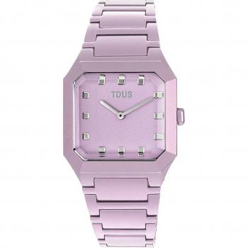 Reloj Tous Karat Squared analógico Mujer con brazalete de aluminio rosa