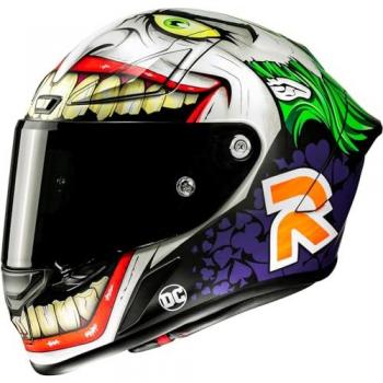 Casco HJC RPHA 1 Joker DC - Alto Rendimiento - Homologado FIM - Ventilación Avanzada - Blanco Rosa Verde (S)