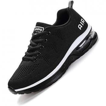 Sumateng Hombres Mujeres Zapatillas De Deporte Zapatillas Deportivas Zapatillas De Carretera Zapatillas De Deporte Entrenador Transpirable para Correr Gimnasio Gimnasio Exterior Black White 42 EU
