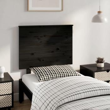 Cabecero de cama negra 79x6x82,5 cm madera maciza de pino