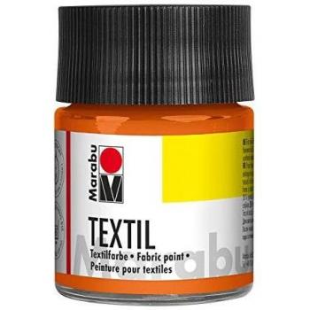 Pintura Textil Marabu Naranja 50 ml - Color para tejidos, a base de agua, lavable hasta 60°C, fijación por planchado o horno
