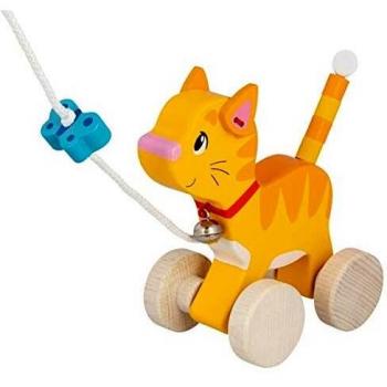 Goki - Juguete de arrastre en madera - Gato tirador de bebes