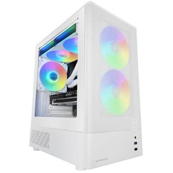 Caja Gaming MicroATX Mars Gaming Mc-Onyx, Mesh Metálico, 3 Ventiladores ARGB, Doble Cámara, Blanco