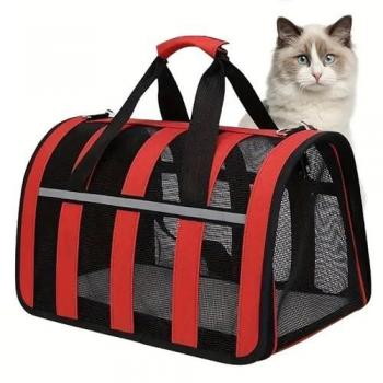 Transportín Flexible para Mascotas (Perros, Gatos, Conejos) con Cremallera - Color Rojo