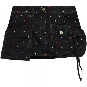 The Attico Women's Fay Denim Mini Skirt in Black | Size 28