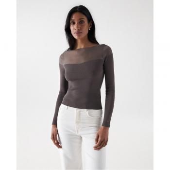 Camiseta de mujer Salsa Jeans con manga larga y transparencia