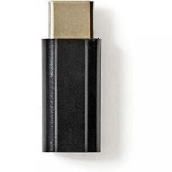 NEDIS Adaptador USB | USB 2.0 | USB Type-C ™ Macho | USB Micro-B Hembra | Niquelado | Recto | PVC | ABS | Negro | Bolsa Polybag