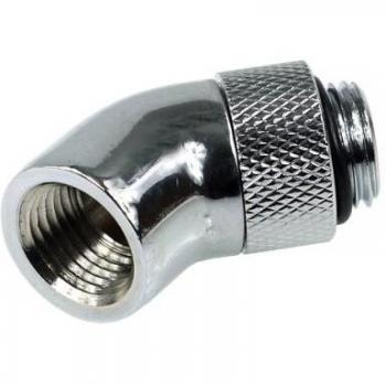AlphaCool 17050 Angled Adaptor 45° - revolvable - G1/4 Outer Thread to G1/4 Inner Thread - Chrome Refrigeración Líquida Conectores