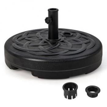 Heavy-Duty 22-Inch Fillable Round Patio Umbrella Base Stand for 1.5 and 1.9 Poles in Black