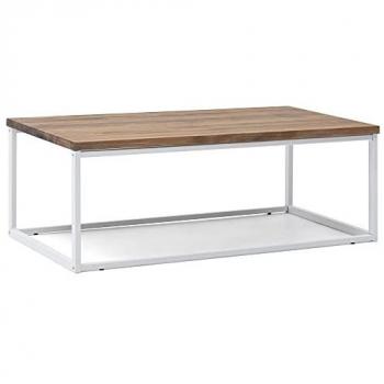 Mesa Centro Industrial Vintage iCub U Big Wood 80x60x43cm Blanca en Madera Maciza de Pino