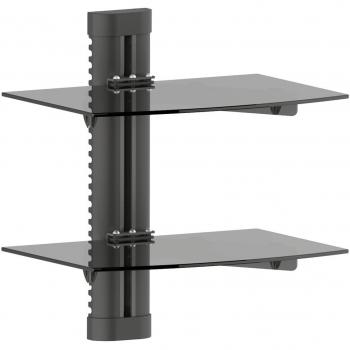 deleyCON Multimedia Wall Shelf Estantería de Vidrio para DVD Reproductor BLU-Ray Receptor Hi-Fi Consolas de Juego Soporte de Pared 2X Vidrio de Seguridad