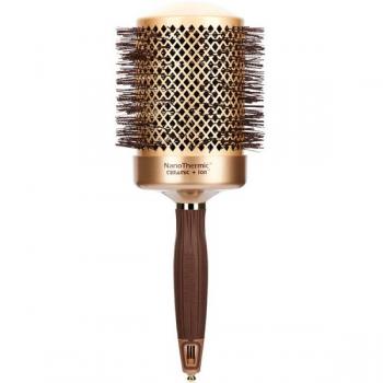 Cepillo Redondo Olivia Garden Expert Blowout Shine 80mm para Cabello con Cerdas de Jabalí y Antiestático, Mango Ergonómico y Diseño Ligero