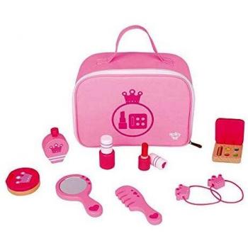 Tooky Toy - Maletín de maquillaje rosa - Juego simbólico de madera a partir de 3 años
