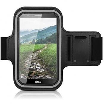 kwmobile Brazalete deportivo para LG G4 - Bolsito deportivo para footing, pasear, cinta para correr con bolsillo para llaves en brazalete deportivo en negro