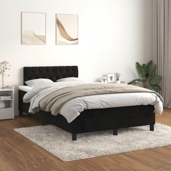 Cama box spring de muelles con colchón en terciopelo negro 120x200 cm